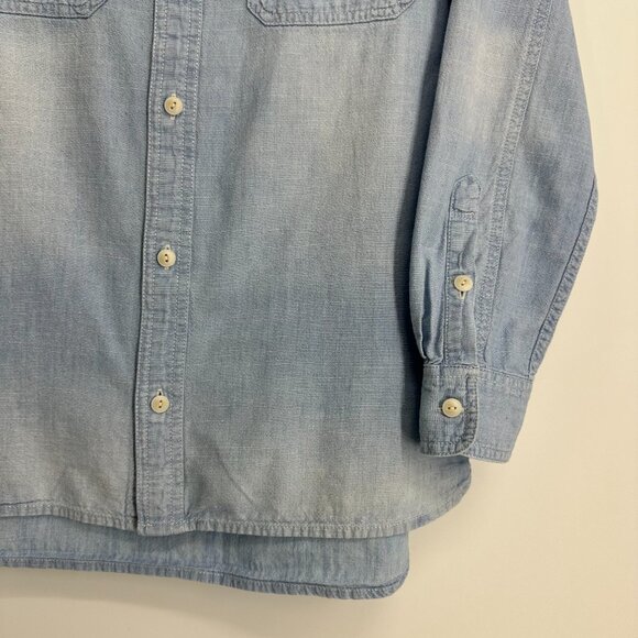 Madewell Chambray Button Down Top Light Wash Denim Long Sleeve Cotton Classic - Picture 5 of 7